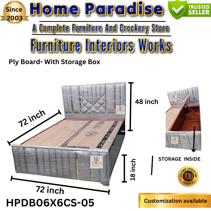 Home Paradise double bed with storage hpb06x06cs-05