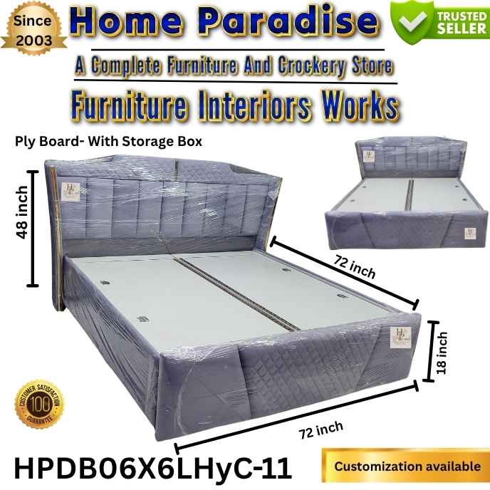 Double bed plywood with laminate with hydraulic storage Home Paradise HPDB06X6LHYC-11