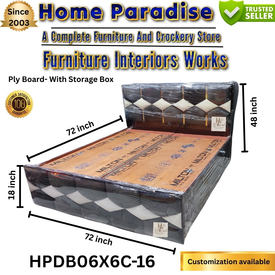 KING SIZE DOUBLE BED HOME PARADISE HPDB06X6C-16. Home Paradise King Size Double Bed – With Storage Box
