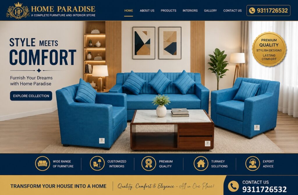 SOFA SET WITH TABLE ✨ Spoil your home with that perfect combination of luxurious and comfort only at Home Paradise! ✨ If you are in need of a stylish, beautiful and luxurious sofa for your living room then Home Paradise brings you fabulous modern sofa sets that will complement and elevate your home’s beauty. 🛋️ Sofa Set in Rohini in Delhi Looking, looking, looking, look no more! Fashionable, stylish and durable sofa sets, lending a new, contemporary appearance to your living room. Minimal, gorgeous pieces that play well with any space – from a cozy apartment to a sprawling house. At Home Paradise you’ll discover: ✔️ Modern and retro sofa designs ✔️ Premium fabric with a strong frame ✔️ Custom furniture and interiors ideas ✔️ Premium finishing with terrific comfort ✔️ Multiple options for every budget Home Paradise is not a furniture store, it’s your accomplice in living your dream home. With our team of experienced experts help make every corner and crevice of your home stunning and stylish. For that exquisite furnishings and interiors for your home, stop by our showroom today and choose your faves. 📞 Contact Us: 9311726532 🏠 Home Paradise – A Complete Furniture & Interior Store Where Style Meets Comfort! ✨